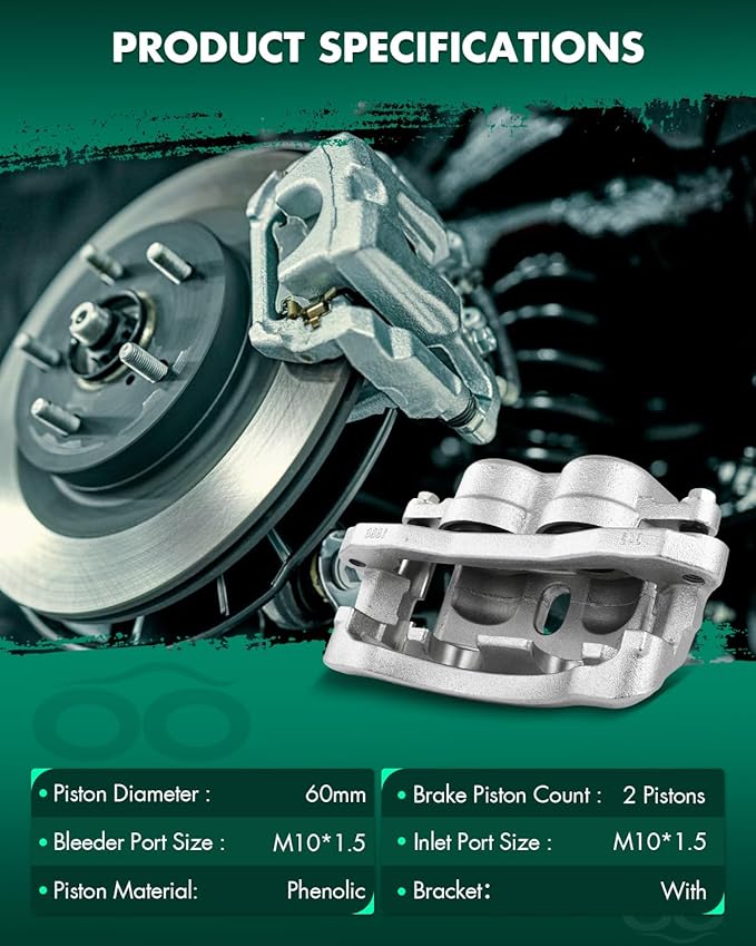 SCITOO 18B4815 Rear Right Disc Brake Caliper w/Bracket Fit For Chev For Silverado 3500 2001-2006,For GMC For Sierra 3500 Classic 2007,For GMC For Sierra 3500 HD 2007-2010, Double Pistons