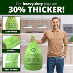 10-13 Gallon Compostable Trash Bags with Flat-Top 50 Bags Thick 0.87 Mil, 49.21 Liter, Tall Kitchen Food Scrap Waste Compost Bag, ASTM D6400, US BPI and OK Compost Home Certified