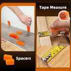 Laminate Wood Flooring Installation Kit, 6 in 1 Vinyl Flooring Tools with Double-Faced Mallet, Tapping Block with Handle, 2 in 1 Flooring Spacers, Heavy Duty Pull Bar, 40 Spacers, Tape Measure