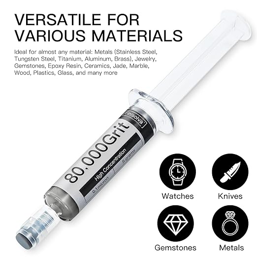 Diamond Polishing Compound Lapping Compound 80,000 Grit 0.1 Microns with 30% Concentration of Diamond Powders Diamond Stropping Paste for Glass Marble Metal Resin Rock Jewelry Watch etc.