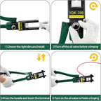16T Hydraulic Battery Cable Crimper 8 AWG to 600 MCM Cable Crimping Tool Hydraulic Lug Crimper Electrical Terminal Wire Crimper with 13 Pairs of Dies Kit, Green