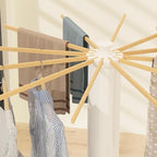 Tripod Drying Rack Portable, Foldable Drying Rack Clothing with 12 Wood Drying Arms, Standing Laundry Hanger Rack Round Collapsible & Portable Handle for Laundry Room, Balcony, Bedroom, RV