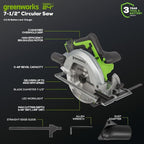 Greenworks 24V 7-1/4'' Circular Saw Brushless Cordless, with 4Ah Battery and 2A Charger