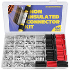 haisstronica Non Insulated Wire Connectors Kit 760 PCS - AWG 26-10 Tinned Copper Electrical Crimp Terminals with 3:1 Heat Shrink Tubing for Automotive, Marine, Industrial Wiring