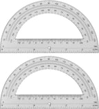 Zonon 2 Pcs 6 Inch Plastic Protractor Math Protractors 180 Degrees Angle Measurement, Translucent for Geometry Classroom Kid Student School Office Supplies (Grey)