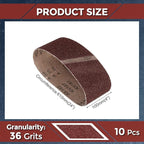 6 Pcs Sanding Belts 4 x 24 Inch 36 Grit Aluminum Oxide Abrasive Sandpaper for Belt Sander Metal Grinding Wood Working Weld Rust Removal