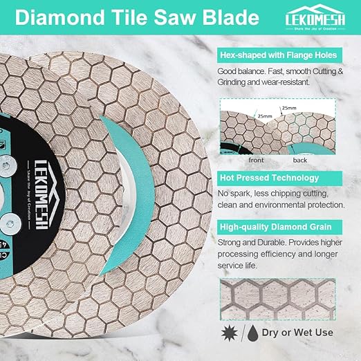 5 Inch/125MM Diamond Cutting Disc - Tile Saw Blade Cutting Wheel Double-Sided Diamond Discs for Cutting Grinding Porcelain Ceramic Tile Marble Granite,5/8"-11 Thread