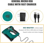 NEU MASTER Electric Staple Gun, Cordless Staple Gun with Staples & USB Charger, Staple Gun Heavy Duty for Upholstery, Crafts, Carpentry, Material Repair, Furniture DIY NTC0070