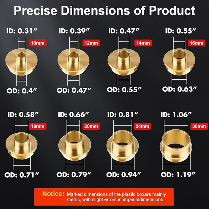 11Pcs Brass Router Bushing Guide Set, Router Template Guide with Lock Nut Adapter, Compatible with Porter Cable Style Router Sub-Bases, for Dovetailing, Cut Out Work & Woodworking Router Accessories
