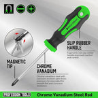 Amartisan 10-Piece Magnetic Screwdrivers Set, 5 Phillips and 5 Slotted Tips Professional Cushion Grip Screwdriver Set 2pcs Portable Multifunction Key Mini Screwdriver (Green)