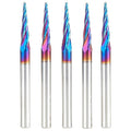 Amana Tool 46282-K-5 5-Pc CNC Solid Carbide Spektra Extreme Tool Life Coated Tapered Spiral 2D/3D Carving 1/16 Dia x 1/4 Inch SHK Router Bit Pack