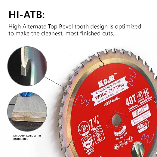 10-Pack 7-1/4" 40-Tooth 5/8" Arbor Circular Saw Blade, Framing/General Purpose Wood Cutting,Special Anti-Thermal Adhesion Coating on Cutting Edge-TA,High Finish, Long Life, 7-1/4" 40T 5/8"