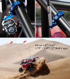 BRCOVAN 2PCS Whip Flag Mounts, Solid Aluminum Alloy UTV Whip Light Mount, Off-Road LED Light Bar Mounting Bracket, 360° Rotating Roll Bar Clamp Holder Fit on 1.5''/1.65'' /1.75''/1.85''/2'' Roll Cages