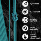 TECEUM 5/32" Paracord Rope 1000 – 1000ft / 200ft / 100ft / 50ft – Tactical Parachute Cord 4mm – 45+ Colors – Nylon String for Survival & Camping Gear – Stripe Cord for Survival – Utility Rope