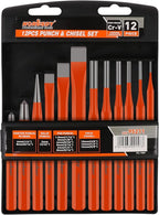 HORUSDY 12-Piece Punch and Chisel Set, Including Cold Chisels, Pin Punch, Center Punch