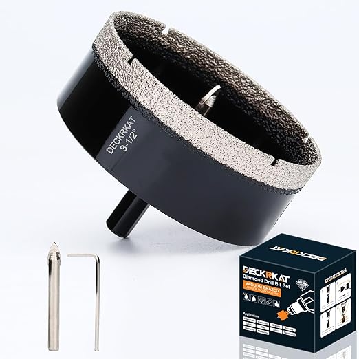 3-1/2 inch Diamond Hole-Saw Bits with Pilot Drill Bit -3-1/2" Diamond Tipped Tile Hole Saws with Guiding Bit Accurate Drilling for Porcelain Tile Ceramic Pottery Granite Stone Glass Bottles 90mm.