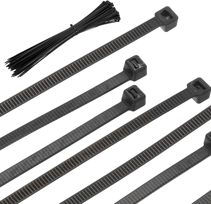 PATIKIL Cable Zip Ties 16 Inch, 100 Pcs Self-Locking Nylon Wire Tie Wraps Heavy Duty Cord Management with 50 lbs Tensile Strength for Indoor and Outdoor, Black (0.2" W)