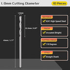 Drill Bit, 1.8mm Cutting Diameter, 4241 HSS 118° Cutting Angle Uncoated Bright Versatile Jobber Bits - (Applications: for Drilling Plastic Wood Soft Metal), 10-Pieces