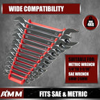 AMM 4 Pack Magnetic Wrench Organizer, 48-Slot Magnetic Wrench Holder for Tool Box Drawer Chest&Wall Mounted, SAE(1/4" - 1-1/16") and Metric 6mm-24mm