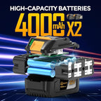 Brushless Cordless Angle Grinder, 21V Angle Grinder Toolbox Kit, with 2x4.0Ah lithium batteries and charger, yellow 4-1/2 inch grinder, suitable for cutting, grinding, polishing