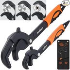 HORUSDY Heavy Duty Pipe Wrench Set, 10” and 15” Self-Adjusting Pipe Wrenches for Plumbing and HVAC, 2-Piece Pipe Vise Tool Kit for Standard and Irregular Nuts, Pipes, Fixtures – Pipe Wrench Set