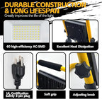 7000LM LED Work Light 5ft Cord with Plug,with Individual Switch.Portable,IP66 Waterproof with a stand.For camping,garage, car repair, workshop and job sites.Great for replacing old halogen work lights
