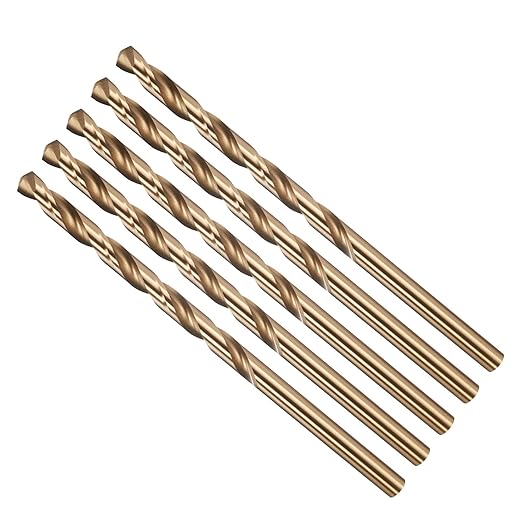 Drill Bit, #18 Cutting Diameter, 4341 HSS Gold Finish 135° Cutting Angle Number Jobber Bits - (Applications: for Drilling Soft Metal Plastic Wood), 5-Pieces