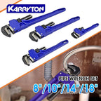 Pipe Wrench set,8" 10" 14" 18" Adjustable Jaw Opening Cast Iron Straight Handle Plumbing Wrench, Perfect Plumbers Tool for Oil Field, Plumbing, Auto Repair, Construction and Mechanics