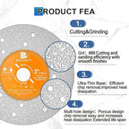 Rock Slab Grinding Disc - 3 inch Glass Cutter Disc (5pcs), Granite Cutting Disc, Diamond Grinder Wheel for Rock Slab, Stone, Tile, Marble, Granite, Glass Diamond Cutting Discs