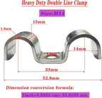 6pcs 14mm(5/9 inch) Double Line Clamp Heavy Duty 1 Hole Conduit Strap 304 Stainless Steel M-Type Pipe Strap For Wire Pipe Cord Installation