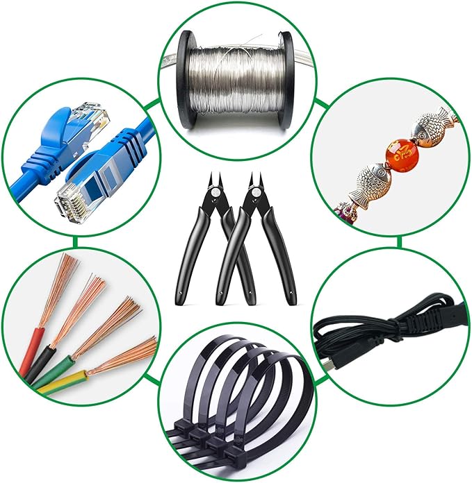 BOENFU Precision Wire Cutter Jewelry Zip Tie Cutters 5 Pack Flush Cutters Nippers Small Side Cutting Pliers for 3d Print, Plastic Models, Jewelry, Electronics, Black, 5 Inches