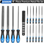 17-Piece Metal File Set with Carrying Case, 4 Large Metal Files, 12 Small Needle Files, and Cleaning Brush, Perfect for Wood, Plastic, and More