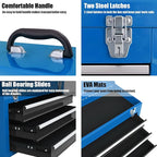 Goplus Tool Box with 3 Drawers, 4-Tier 20" Portable Tool Chest Organizer with Top Tool Tray, Auto Lock, Protective Liner, Handle, Steel Metal Small Toolbox for Gargae, Workshop, Home
