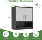 Garage Wall Cabinet Metal Storage Cabinet with Lock Wall Mounted Heavy Duty Steel Tool Cabinet with Doors and Shelf Hanging Cabinets for Garage Warehouse Bathroom Kitchen,Assembly Required