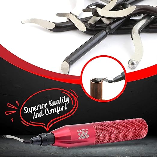 AFA Tooling - Deburring Tool with 15 Extra High Speed Steel Swivel Blades - Works on Metal, Resin, PVC Pipes, Copper, Plastic and 3D Printed Edges - Plumbing & 3D Printing Burr Removal Reamer Tool