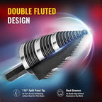 ZELCAN 1PC M2 Step Drill Bit, Faster Drilling Step Bit 3/16 to 1-3/8 Inch, Professional Unibit Drill Bit for Cutting Holes On Sheet Metal, Steel, Wood, Aluminum, PVC, Stepped Up Bit for Electrician