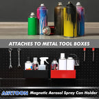 AIRTOON 2PCS Magnetic Aerosol Spray Can Holder, Magnetic Bottle Holder for Garage, Workspace and Home, Red and Black