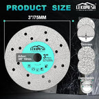 Rock Slab Grinding Disc - 3 inch Glass Cutter Disc (10pcs), Granite Cutting Blade, Diamond Grinder Wheel for Rock Slab, Stone, Tile, Marble, Granite, Glass Diamond Saw Blades