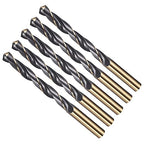 Drill Bit, 12mm Cutting Diameter, 4341 HSS Gold and Black 118° Cutting Angle Number Jobber Bits - (Applications: for Drilling Soft Metal Plastic Wood), 5-Pieces