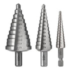 HSS 1/2", 7/8" & 1-3/8" Step Drill Bit Set, Doubles Flutes Large Step Bits for Hole Drilling in Iron, Copper, Aluminum, Wood, Plastic