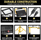 21000 Lumen LED Work Light with Stand -3 Head Portable Work Light 6500 Kelvin Color IP66 Waterproof Tripod Worklights for Job Site Workshop Garage Construction Site Lighting (3-Head)