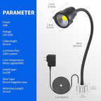 Magnetic Work Light, LED Work Light, with Flexible Gooseneck and Magnetic Base, Shop Tool Lamp for Lathe, Bandsaw, Work Bench, Sewing Machine, Industrial Lighting, 1200Lumens