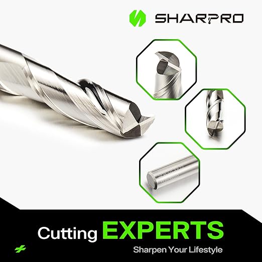 Upcut Spiral Router Bit 1/4 Inch Shank 1/4 Inch Cutting Dia. Upcut CNC Router Bit Solid Carbide, Ideal for Wood Cutting, Slot Mortise, Engraving