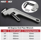 MAXPOWER 14-inch End Pipe Wrench, 45 Degree Aluminum Offset Pipe Wrench, Ideal for Pipe Working Close to The Wall