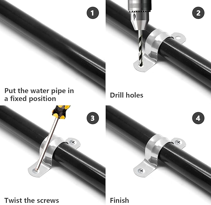 10Pcs 2-3/8 Inch Stainless Steel Conduit Clamps, Two Hole Strap U Bracket Rigid Pipe Strap Metal U Clamp Conduit Strap Tension Clips U-tube Clamp Heavy Duty