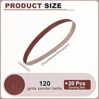 HARFINGTON 1/2 x 24 Inch Sanding Belts, 20 Pcs 120 Grit Aluminum Oxide Abrasive Belt Sander File Belt for Woodworking, Metal Polishing, Knife Sharpener