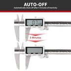 8 Inch/ 200mm IP54 Grade Stainless Steel Digital Caliper & Stainless Steel Rule, Inch/Millimeter/Fraction Conversion, Large LCD Screen