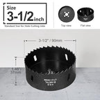 3-1/2 Inch Hole Saw with 3/8" Triangle Shank Quick Change Arbor, JTemgle Bi-Metal Hole Saw Heavy Duty Hole Cutting Tool for Cornhole Boards, Recessed Lights, Wood, Plastic, Drywall & Soft Metal