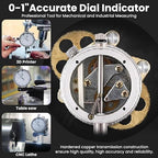 Dial Indicator with Magnetic Base 0-1.0" Precision Gauge, 0.001" Accuracy, Magnetic Dial Indicator Kit with Fine Adjustment for Machining, Maintenance, Inspection, DIY, Auto Repair (Blue, SAE 0-1")