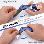 WORKPRO 2-in-1 Folding Knife/Utility Knife, Quick-Change Box Cutter with Belt Clip, Liner Lock, and G10 Handle, Extra 10 SK5 Blades Included, Blue